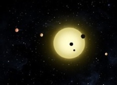 Six confirmed planets orbit Kepler-11, a sun-like star. Image by NASA/Tim Pyle