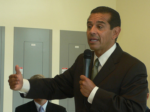 Though L.A. Mayor Antonio Villaraigosa has punched his support for Brown, Boxer and Newsom, the local coalition of elected Democrats has been generally quiet. (Hillel Aron)