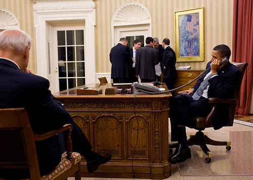 President Obama speaks to Then-Egyptian President Mubarak by Phone (Photo by Pete Souza, White House) President Obama speaks to Then-Egyptian President Mubarak by Phone (Photo by Pete Souza, White House)
