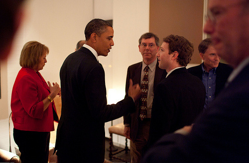 Obama and Facebook CEO Mark Zuckerberg at a Bay Area dinner in February. (White House) Obama and Facebook CEO Mark Zuckerberg at a Bay Area dinner in February. (White House)