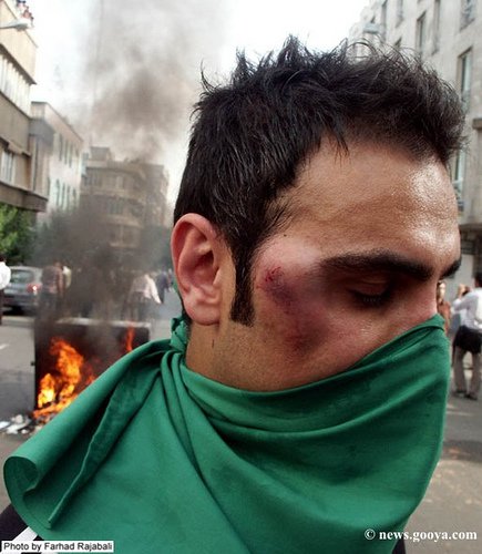 Young Protestor in Tehran. Photo by Farhad Rajabali