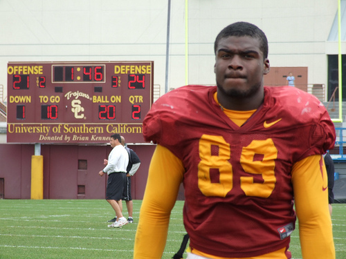 Spring practice continued for the Trojans Thursday. (Scott Enyeart)