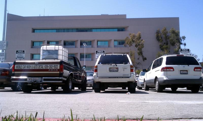 The parking lot is full at East L.A.'s superior courthouse (Ryan Faughnder)