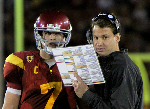 Lane Kiffin is under fire for alleged recruiting violations. (Neon Tommy/Shotgun Spratling)