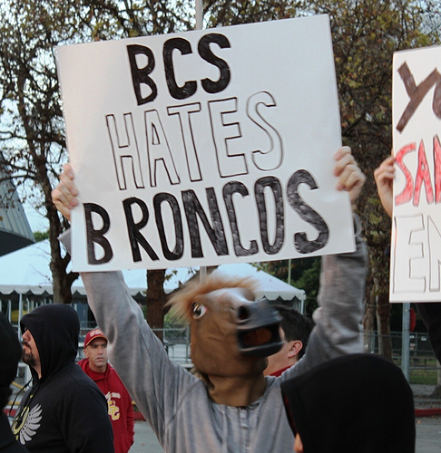 Boise State's omission from the title game has been a major controversy in recent seasons. (Shotgun Spratling/Neon Tommy)