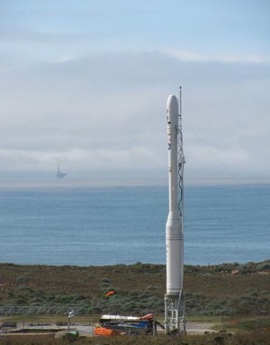 Sitting at Vandenberg Air Force Base in California, the Taurus XL rocket with NASA's encapsulated Glory spacecraft in the upper stack, March 3, 2011. Photo by NASA/VAFB Sitting at Vandenberg Air Force Base in California, the Taurus XL rocket with NASA's encapsulated Glory spacecraft in the upper stack, March 3, 2011. Photo by NASA/VAFB
