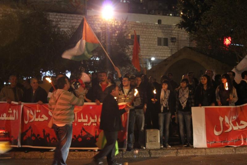 Palestinian Arab Israelis rally for the cooperation of Hamas and Fatah in Nazareth, Israel (Photo Mary Slosson)