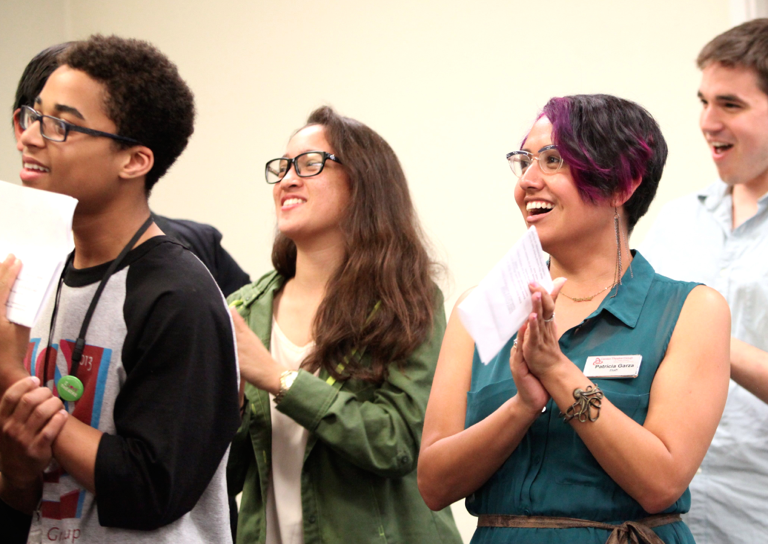 Patricia Garza (Right) leads a diversity workshop.