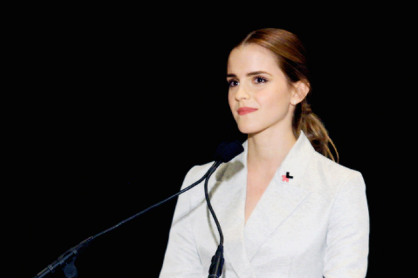 Emma Watson giving UN Speech (twit pic | @VanityFair) Emma Watson giving UN Speech (twit pic | @VanityFair)