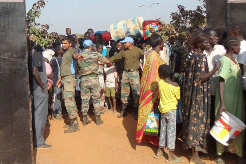 UN peacekeepers at a refugee camp/via UNMISS