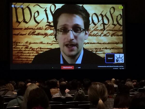 Snowden at SXSW/via Twitter @geoffreyfowler