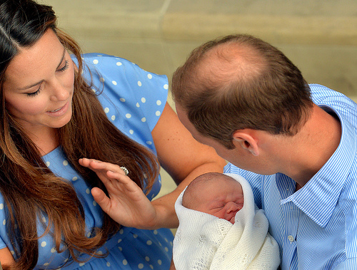 The royal couple proudly cradle their newborn prince in front of St. Mary's Hospital. (gem_01/Flickr Creative Commons) The royal couple proudly cradle their newborn prince in front of St. Mary's Hospital. (gem_01/Flickr Creative Commons)