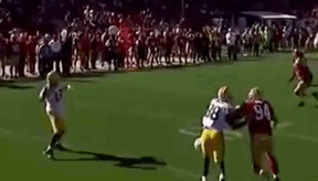 Jordy Nelson is covered by a defender downfield. So what does Aaron Rodgers do? He drops a ridiculously accurate back shoulder throw in a place where only Nelson can catch it.