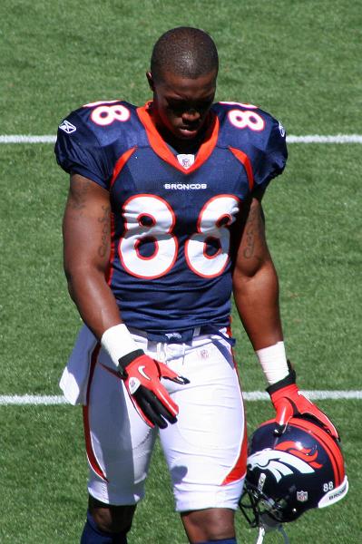 Demaryius Thomas had the best game out of any wide receiver on Sunday, going for 226 yards and 2 touchdowns. (Jeffrey Beall/Wikimedia Commons)