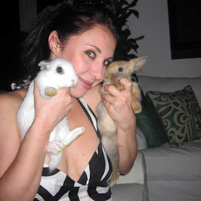 Hadzimuratovic with two bunnies she's rescued. (Bunny World Foundation)