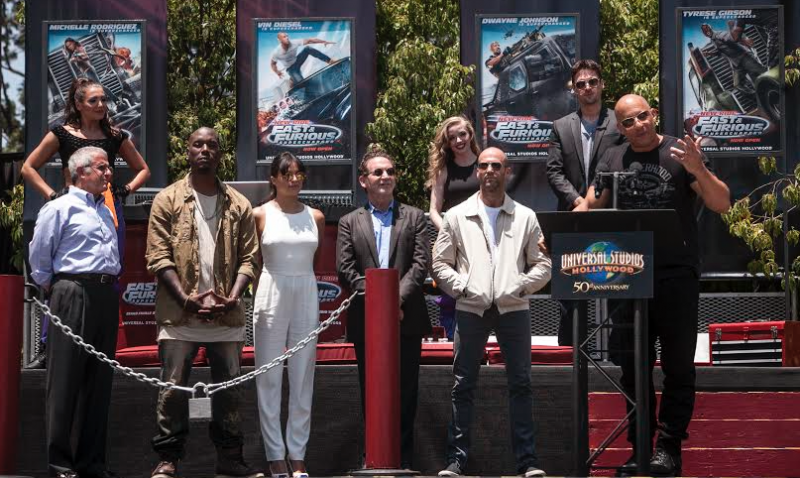 The cast kicking off the ride (Courtesy of Universal) The cast kicking off the ride (Courtesy of Universal)