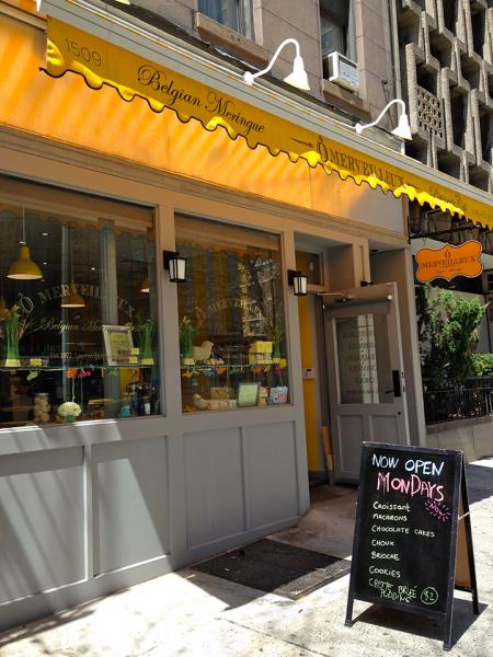 Street view of Ô Merveilleux on the Upper East Side of New York City. Classic European feel. (Photo courtesy of Jeb Blatt)