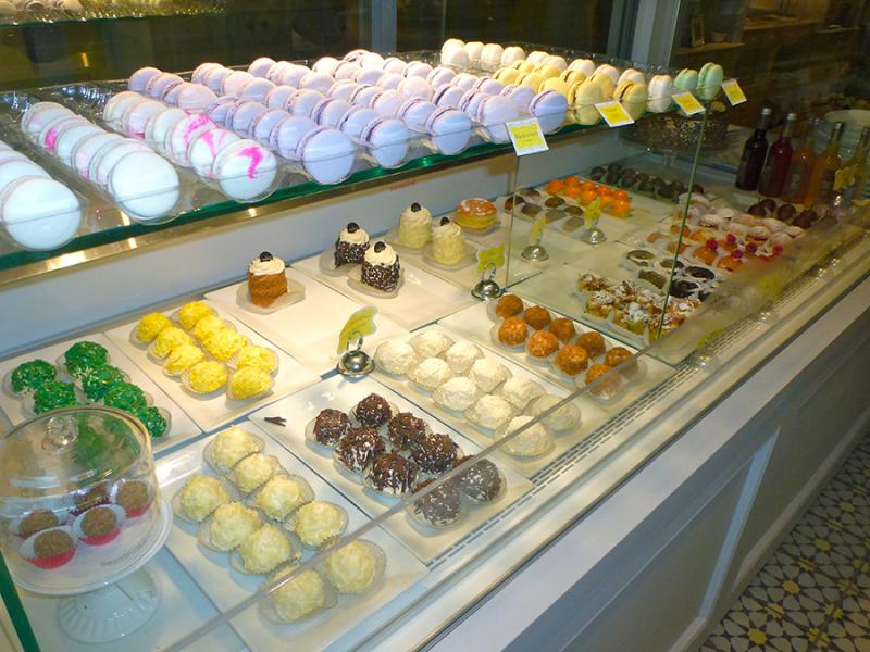 Display of treats at Ô Merveilleux, including the most popular item, The Merveilleux, in several different flavors. (Photo courtesy of Jeb Blatt)