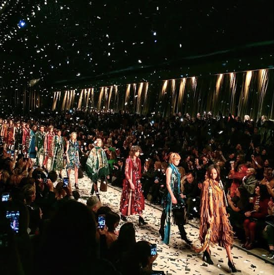 Vogue uses its official Instagram account to share a quick still of the Burberry finale   at London Fashion Week with its 3.7 million followers.(Instagram/@VogueMagazine) 