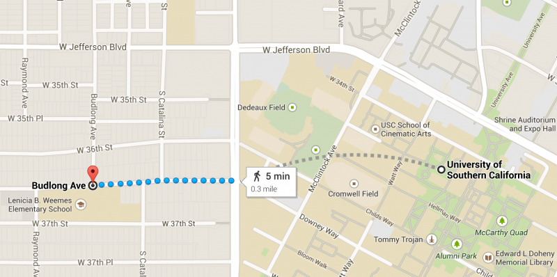 A map shows how close the stabbing was to campus. (Paolo Uggetti/Neon Tommy). A map shows how close the stabbing was to campus. (Paolo Uggetti/Neon Tommy).