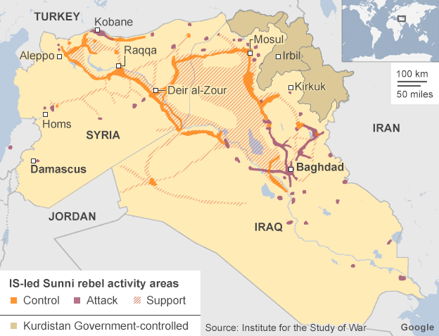 ISIS has taken control of a large area between Iraq and Syria. ISIS has taken control of a large area between Iraq and Syria.