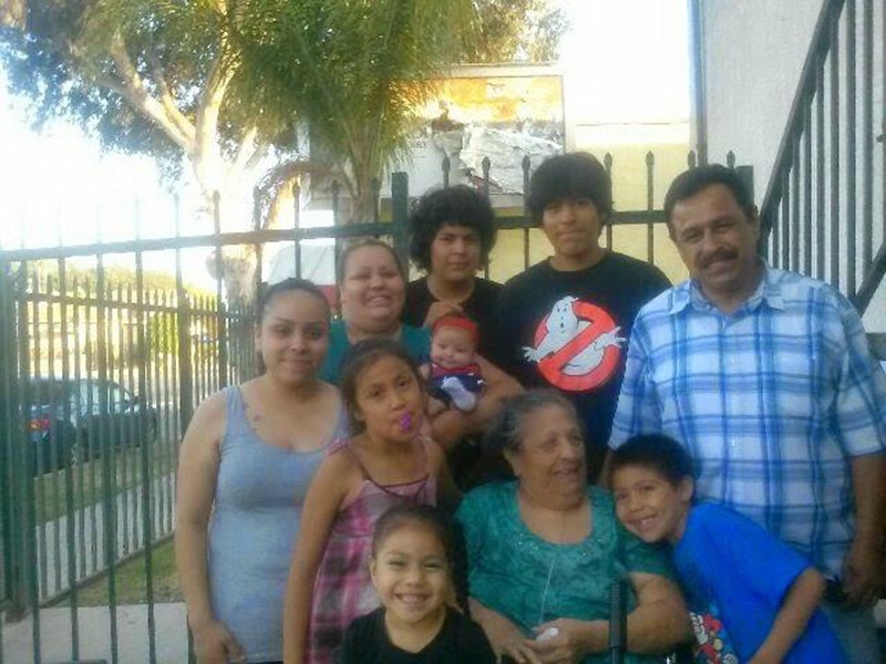 Family near their South L.A. apartment. Left to right are sister Lillian Garcia, sister Rosemary Garcia, brother Nicholas Garcia, Andrew Garcia and father Cresencio Garcia. Courtesy of Rosalie Garcia.