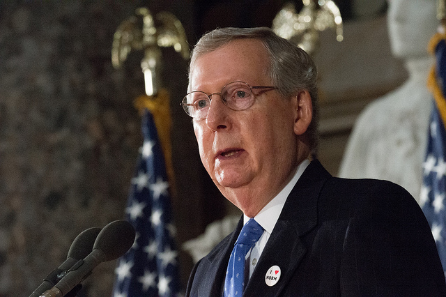 Kentucky Senate Minority Leader Mitch McConnell speaks at the U. S. Capitol in Washington. (USDA/ Flickr)