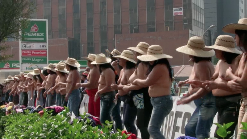 Members of the 400 Pueblos Movement strip down to their underwear and dance to music during their nude protest in Mexico this past January. (Photo courtesy of Anthony Alvarez) Members of the 400 Pueblos Movement strip down to their underwear and dance to music during their nude protest in Mexico this past January. (Photo courtesy of Anthony Alvarez)