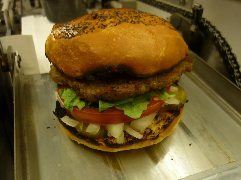 A burger made by the robotic burger machine. ( Photo by Momentum Machines)