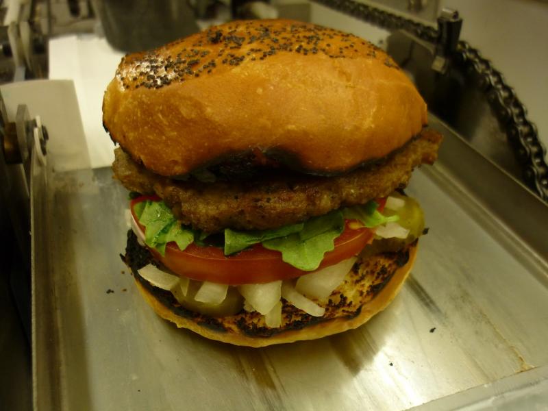 A burger made by the robotic burger machine. ( Photo by Momentum Machines) A burger made by the robotic burger machine. ( Photo by Momentum Machines)