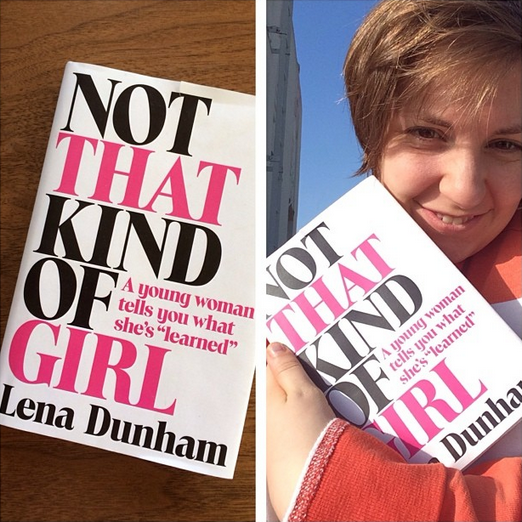 Lena Dunham shows off her new book (Twitter @vulture)