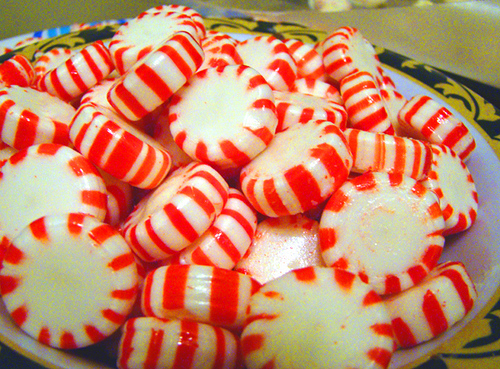 Bowl of peppermint hard candies (fumbleweeds / Flickr). Bowl of peppermint hard candies (fumbleweeds / Flickr).