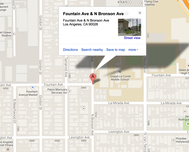 the intersection of Fountain Avenue and Bronson Avenue,Hollywood