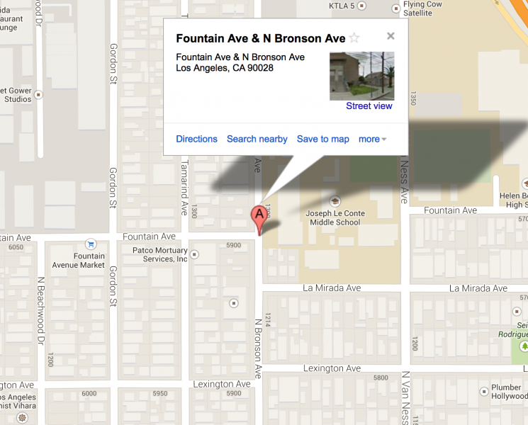 the intersection of Fountain Avenue and Bronson Avenue,Hollywood the intersection of Fountain Avenue and Bronson Avenue,Hollywood