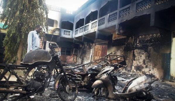 The attackers left the town of Mpeketoni a smoldering wreck. (Twitter/@JohnGGalt)