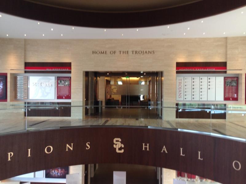 The Pat C. Haden Hall of Champions features a who's-who of USC sporting history. (Arash Zandi/Neon Tommy)