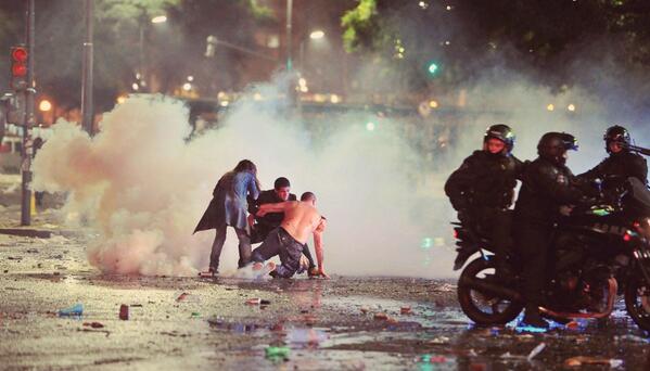 Despite the riots, fans were happy that they did not receive as bad a loss as their rivals Brazil, against Germany. (Twitter/@RYOTnews)