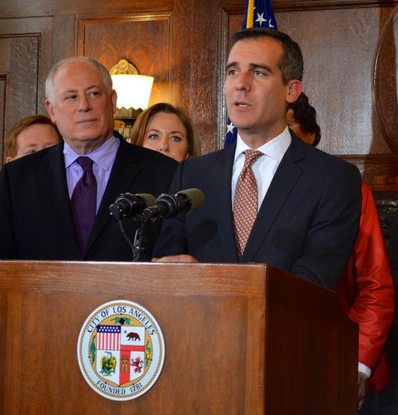 L.A. Mayor Eric Garcetti announced at the Clinton Global Initiative conference on Monday the creation of the Mayor's National Climate Action Agenda. (Neon Tommy/Flickr)