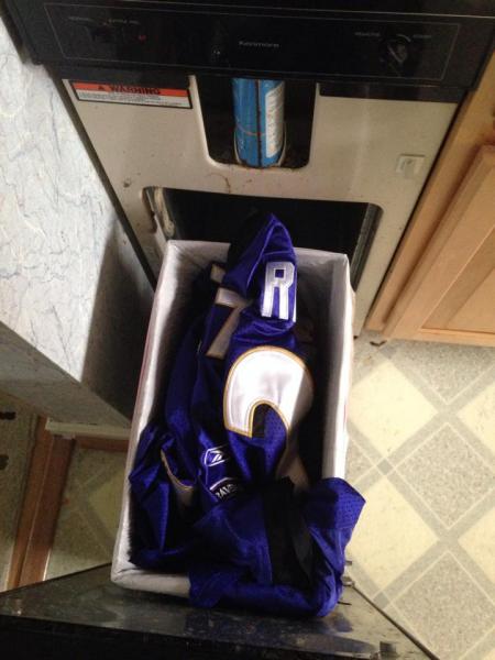 "I love my Ravens, but after watching the video it is clear to me where my 27 jersey belongs," said one Ravens fan. (Facebook/Luca Coppola)