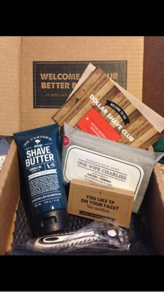 Dollar Shave Club goodies. Twitter, @AndyRayCyrus.