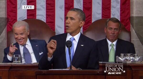 President Obama delivers his State of the Union address. Twitter/@nickbilton.