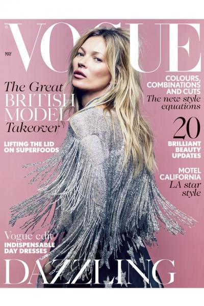 Kate Moss on the cover of British Vogue. Pinterest, @Gigi Gastevich.