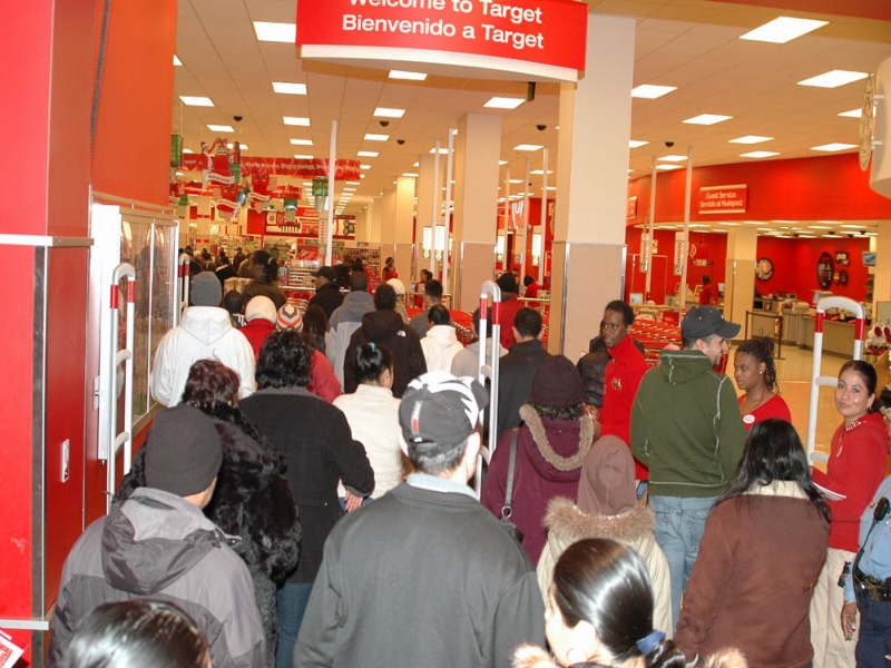 Black Friday shoppers rush into Target. Wikipedia, Creative Commons.