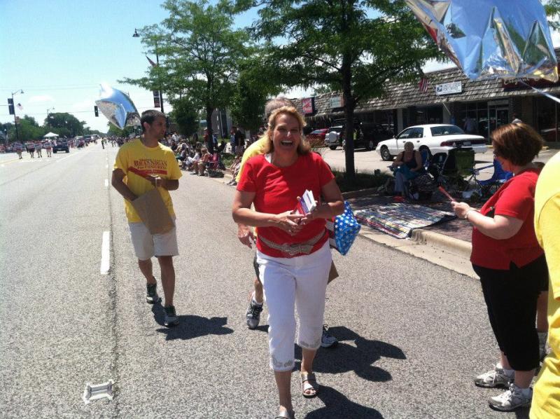 Sharon Brannigan campaigning in her district. Facebook, Sharon Brannigan for Congress.