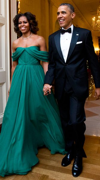 Michelle Obama in Marchesa. Pinterest, @geegeegee.