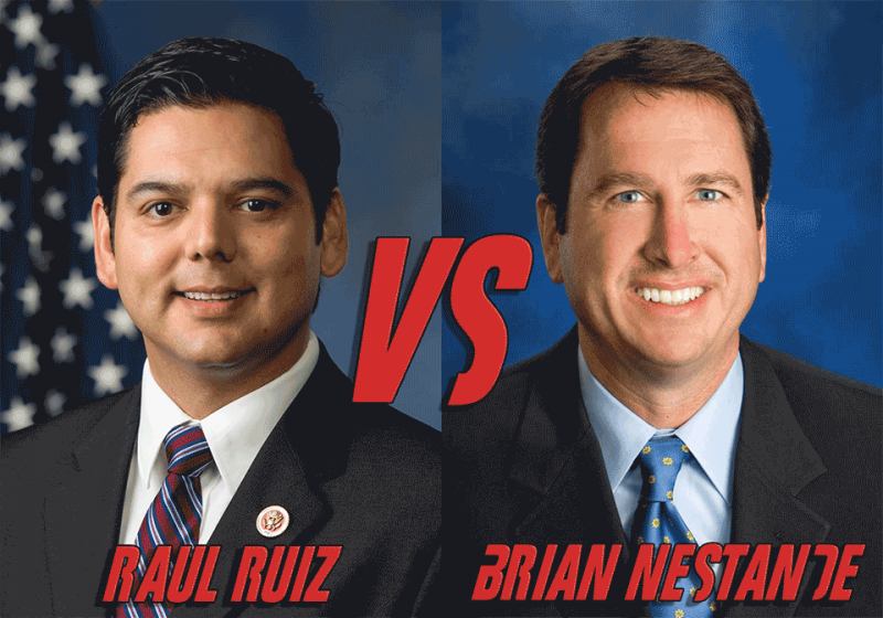 Raul Ruiz. (Left) Twitter, @CongressmanRuiz and Brian Nestande. (Right) Twitter. @BrianNestande