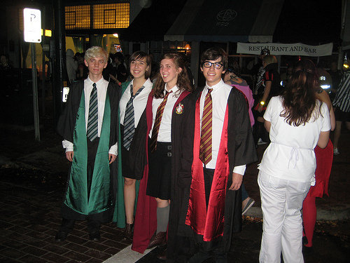 In Harry Potter costumes, the right Hogwarts house colors are a must, but the cloaks and wands are not. (moonlightbulb/Flickr)