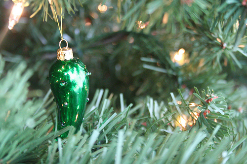 Finding the pickle ornament first can give you the privilege of opening presents first. (firepile/Flickr)