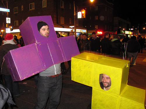 Tetris costumes are even more fun if you and your friends can all form an interlocking formation. (Loozrboy/Flickr)