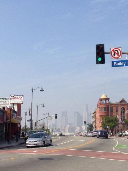 View from Boyle Heights' E. 1st Street (Sarah Collins/Neon Tommy) View from Boyle Heights' E. 1st Street (Sarah Collins/Neon Tommy)